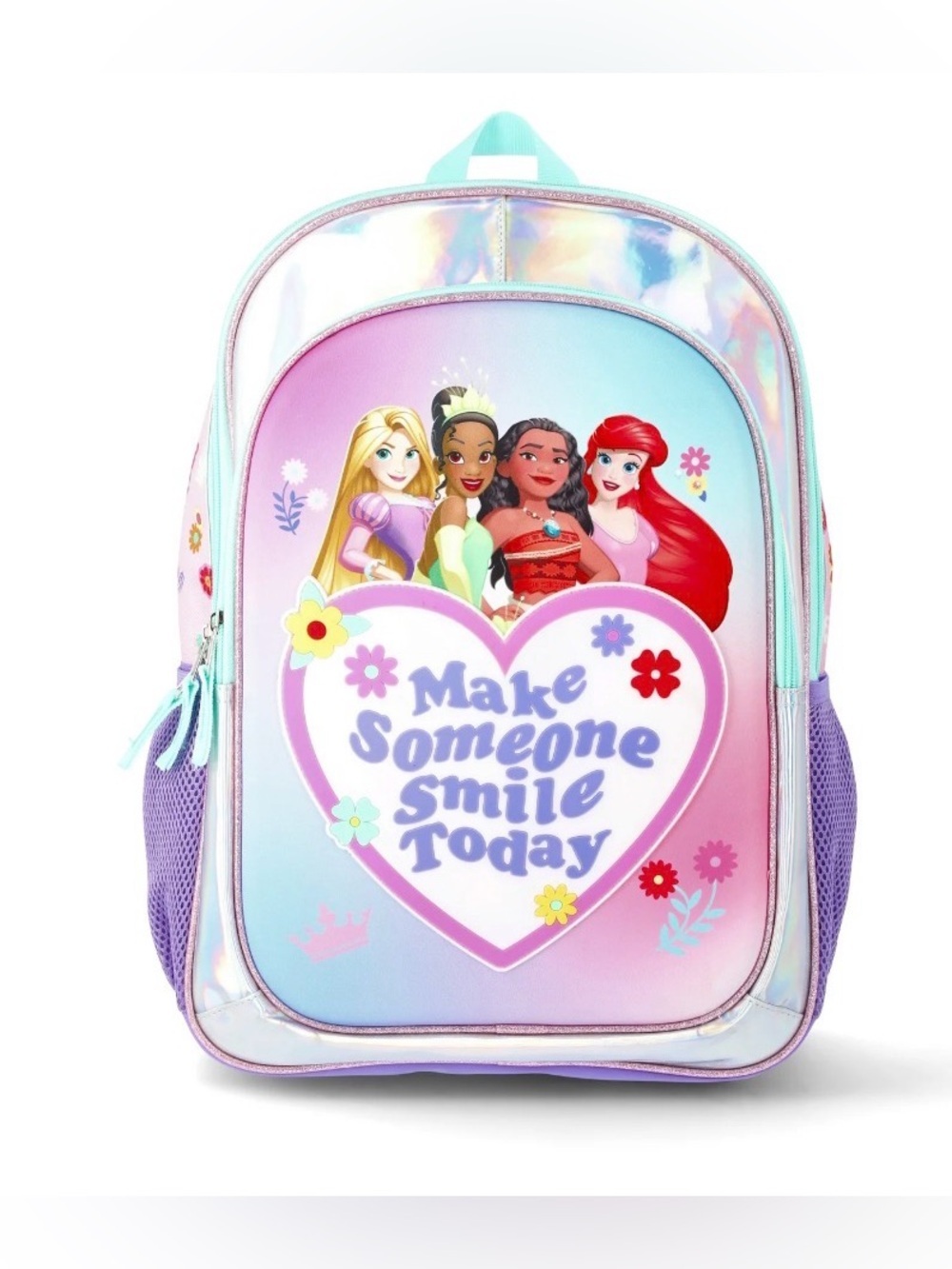 Disney Princess Girls' Light Up Single Backpack, Light Pink 17” Backpack new